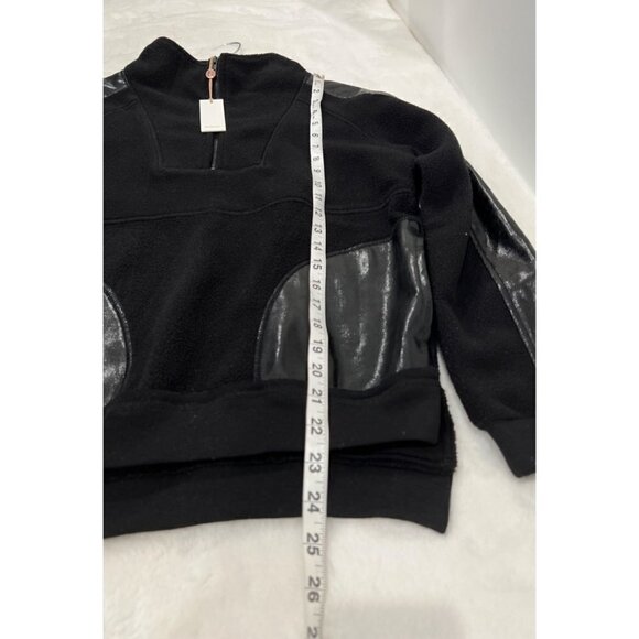 NWT Heartloom Size XS Quarter Zip Fleece Pullover Sweatshirt Faux Leather MSRP $ - Picture 2 of 9